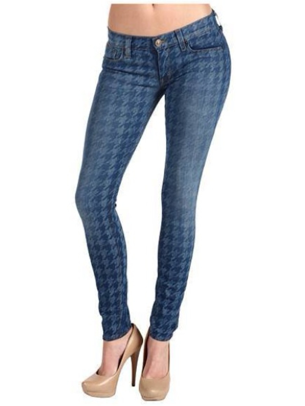 Hudson Krista Super Skinny Blue Houndstooth Women’s Jeans Denim size 28